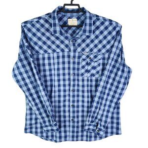 Men's Marc Ecko Shirt Blue Checkered Button-Up Long Sleeve Size XL